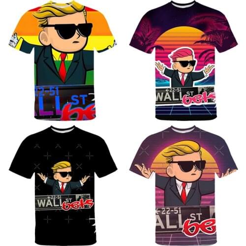 New 3D Print WallStreetBets Klaus Slim T-shirt New Arrival O-Neck Cartoon 3D Print Gamestop GME WSB T Shirt Funny Hip Hop Tees