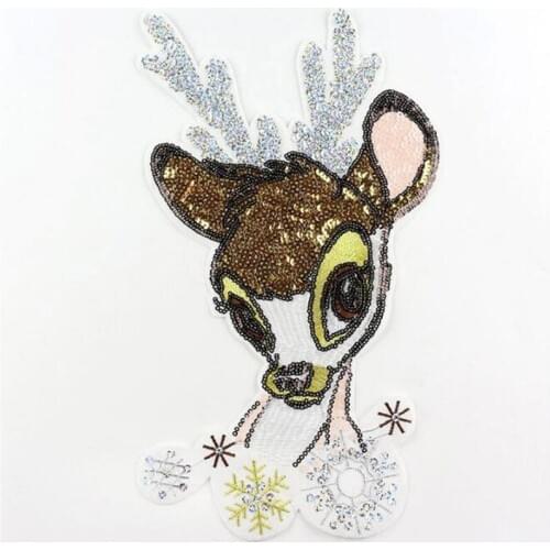 Sequins patch DIY clothes patches for clothing Sew-on embroidered patch motif beaded applique XMAS accessories