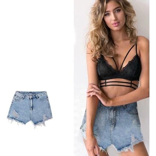 Casual Minimalist Cut-Out Tasser High-Waisted Denim Shorts for Women