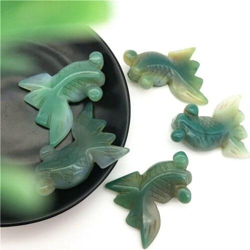 Drop Shipping 1PC Green Carnelian Agate Golden Fish Sardonyx Crystal Goldenfish Healing Gift Decor Stones and Crystals