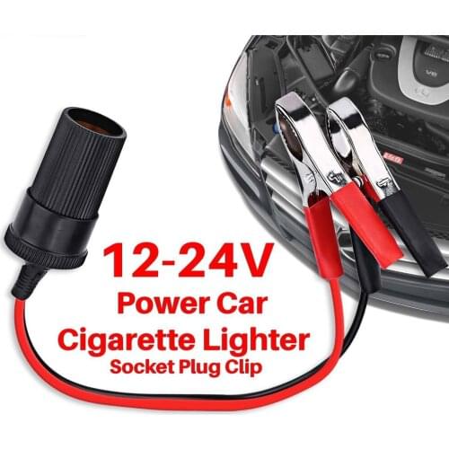 Car Cigarette Lighter Socket 12V Portable Power Plug Adapter Crocodile Clip 4.0