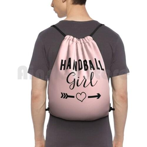 Handball Girl Lovers Backpack Drawstring Bag Riding Climbing Gym Bag Handball Player Design Handball Girl Handball Handball