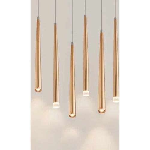 Modern Long Conical Cylinder Pipe Pendant Lamp Nordic Creative Long Tube Hanging Light Dining Room Kitchen Island Pendant Lamp