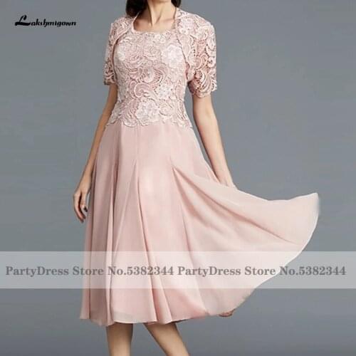 Lakshmigown Light Pink Wedding Guest Outfit Mother of the Bridal/Groom Dress with Lace Jacket A Line Formal Party Gowns 2022