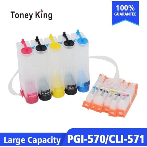 Toney King PGI 570 CLI 571 Continuous Ink System Kit For Canon PIXMA MG5750 MG5751 MG5752-Silver MG6850 Printer With Reset Chip