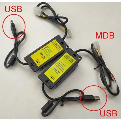 The PC USB interface to MDB adapter box working as MDB slave cashless for vending machine