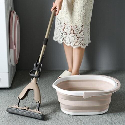 Folding Silicon Mop Bucket Thickened Plastic Storage Bucket With Handle Collapsible Floor Mop Cleaning Fishing Car Wash Bucket
