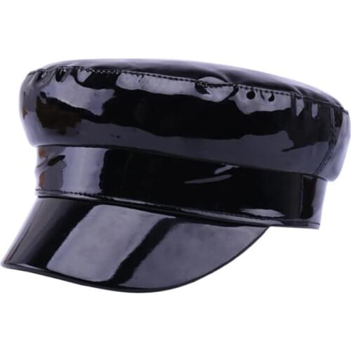 Vintage Newsboy Cap Women PU Black Military Cap Fashion Boy Caps British Classic Female Gatsby Retro Flat Hats