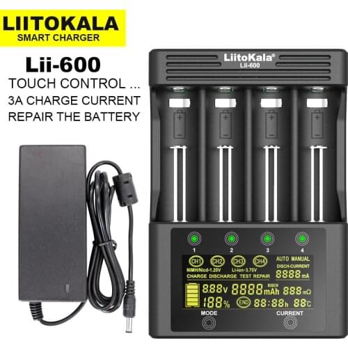 LiitoKala Lii-600 Battery Charger For Li-ion 3.7V and NiMH 1.2V battery Suitable for 18650 26650 21700 26700 AA AAA And other