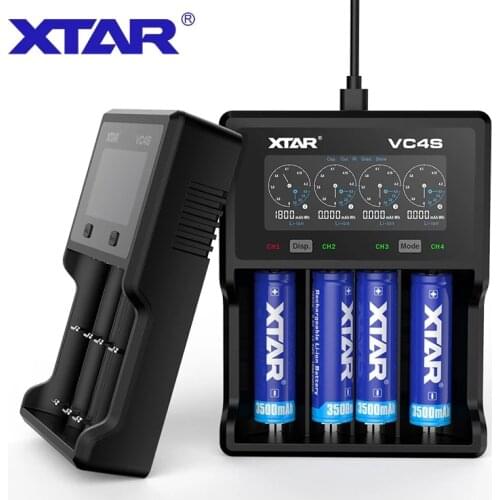 XTAR 18650 Charger VC4S VC2 VC4 D4 USB Charger Display Charging 1.2V 3.7V Li-ion 21700 20700 26650 18650 18650 Battery Charger