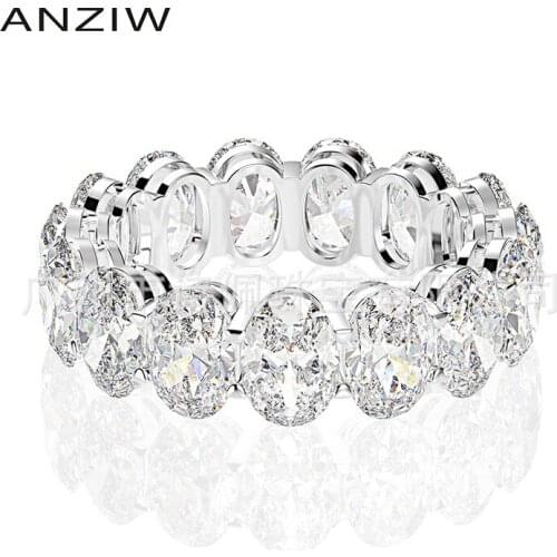 925 Sterling Silver Engagement Full Eternity Ring Simulated Diamond Wedding Engagement Silver Ring Women Wedding Party Jewelry