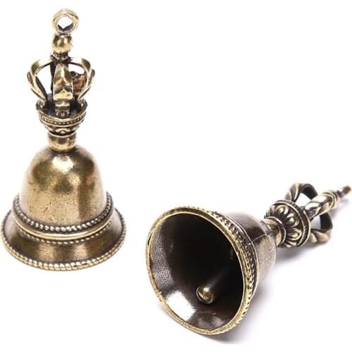 1PCS Brass Handicraft Magic Bell Wind Bell Tibetan Bronze Bell Keychain Pendant 2Colors