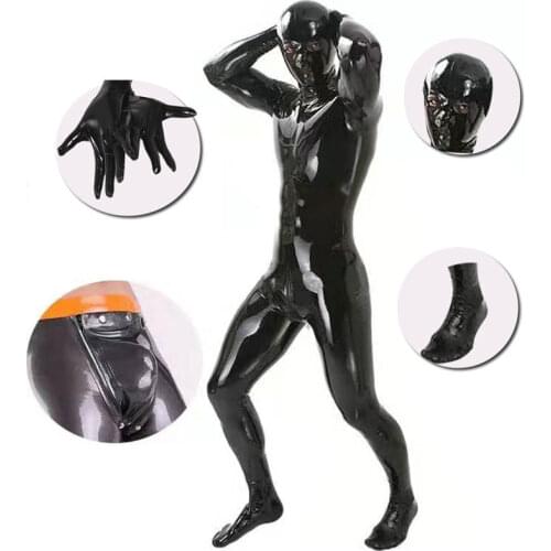 Plus Size Latex Full Cover Bodysuit Faux Leather High Elasticity Bodysuit Jumpsuit Gay Costume Sexy Lingerie Sexy Tight Gay Wear