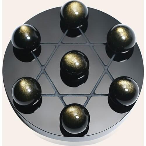 Natural Obsidian Stone Charm Beads Smaking Double Eyeball 50mm Seven Mini Star Array Bead Furnishing Feng Shui Jewelry Opening