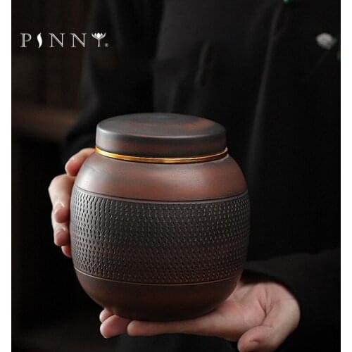 PINNY Purple Pottery Tea Jar Retro Ceramic Storage Containers Chinese Kung Fu Tea Accessories