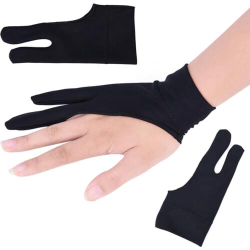 Black Drawing Glove For Artist Any Graphics Drawing Tablet 2 Finger Anti-fouling Both For Right And Left Hand