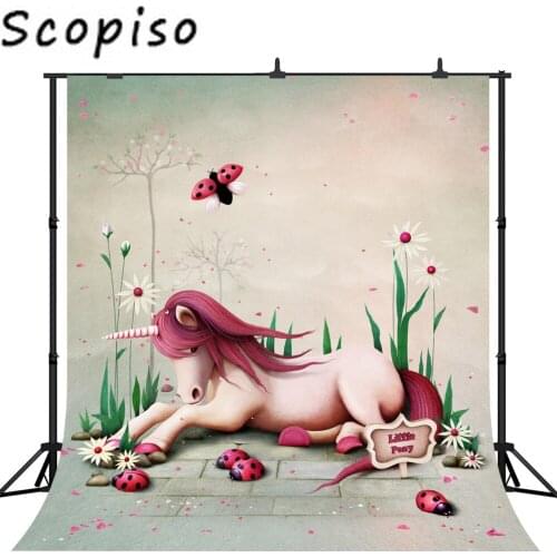 Scopiso Photography backdrop little Pony flower Birthday Party Photo Background baby ladybug Prop for photo studio photocall