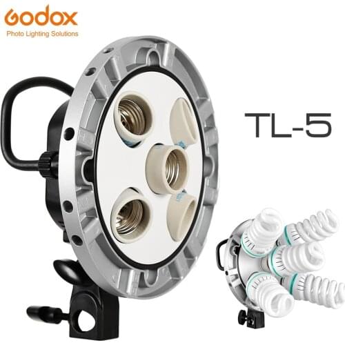 Godox Photo Studio TL-5 5in1 E27 Socket Tricolor Bulb Light Lamp Head Multi-Holder for Camera Photography Lighting