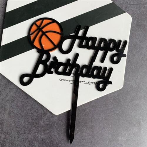 INS New Basketball Acrylic Cake Topper Creative Happy Birthday Cake Topper For Kids Boys Birthday Sports Party Cake Decorations