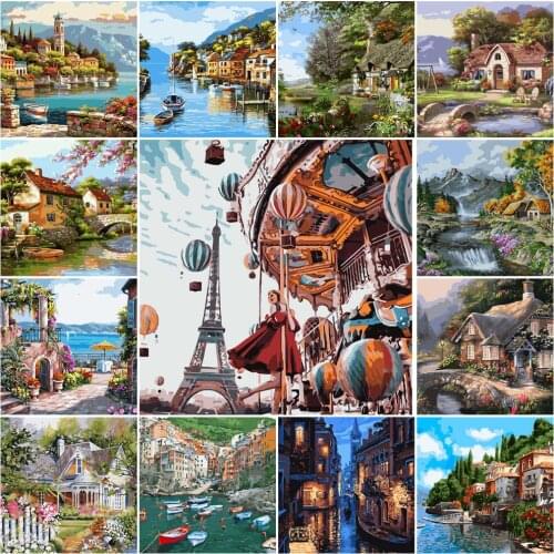 DIY Lighthouse Paintings By Numbers Full Kits No-Frame Paints By Numbers 40x50cm 24 Colors Gift Diff:4 Stars VA-0022