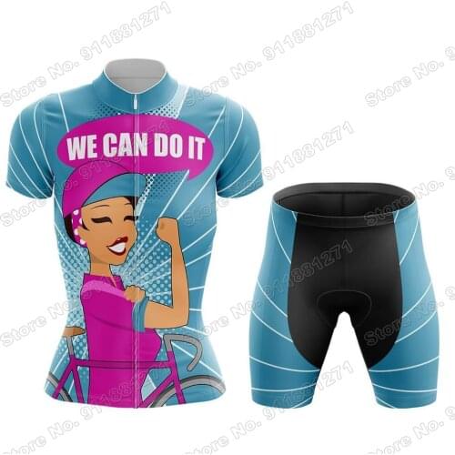 We Can Do It V2 Cycling Jersey Set 2021 Summer Cycling Clothing Road Bike Shirts Suit Bicycle Bib Shorts MTB Ropa