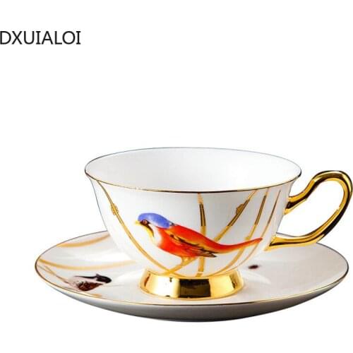 Creative Pastoral Bone China Coffee Cup and Saucer Set Nordic Style Home Office Afternoon Tea Cup Ceramic Cup 200ml DXUIALOI