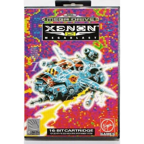 Xenon 2 megablast with Box for 16 bit MD Video Game Card for Sega Mega Drive/Genesis