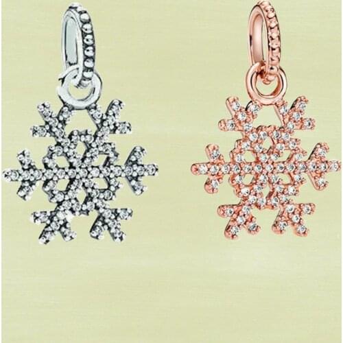2021 New High Quality Fashion 925 Sterling Silver Snowflake Silver Pendant With Cubic Zirconia Winter Kiss DIY Pendant