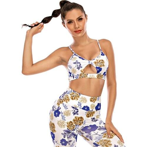 Hot Sale Print Yoga Sets Women Sport Sets Gym Elastic Running Sport Suit Fitness Clothing Workout Sport Wear Sports Bra+Pant