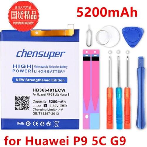Chensuper Original HB366481ECW Rechargeable Li-ion phone battery For Huawei P9 Ascend P9 Lite G9 honor 8 5C G9 4800mAh