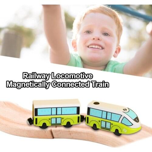 Electric Alloy Small Train Magnetic Rail Toy Railway Locomotive Magnetically Connected Compatible With Wooden Track Toy