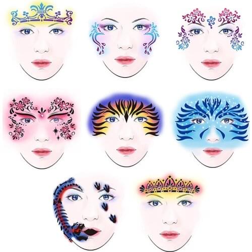 Reusable Face Paint Airbrush Glitter Tattoo Stencil Body Paint Facial Makeup Template Drawing Tattoo Design Tool 13Styles