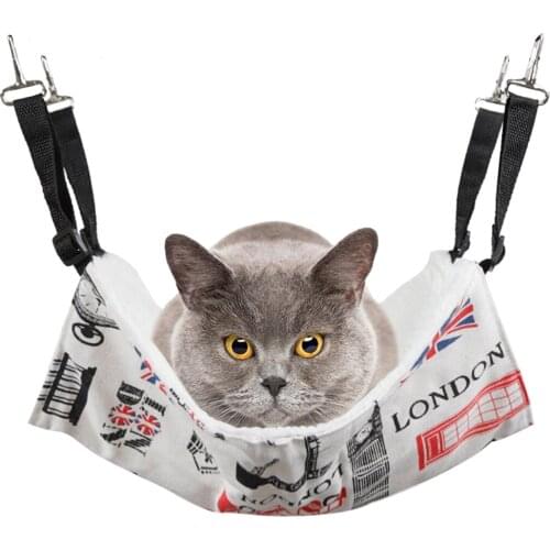 Fashion Printing Cat Hammock Creative Adjustable Warm Fleece Pet Cage Hammock Pet Hanging Bed Suitable For Less Than 6kg