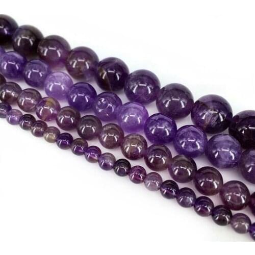 Natural Amethyst Quartz Stone Carved Purple Crystal Beads Strand for Jewelry Making Diy Bracelet Necklace 6mm 8mm 10mm 12mm