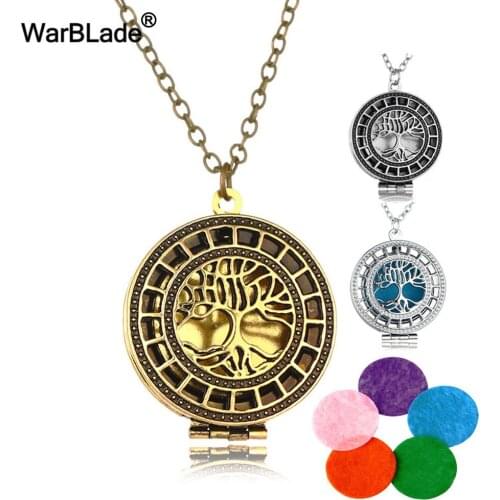 WarBLade New Tree Of Life Photo Frames Necklaces Jewelry Aromatherapy DIY Locket Pendant Perfume Essential Oil Diffuser Necklace