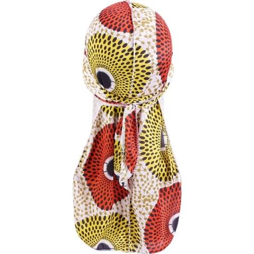 New African Pattern Silky Durag Bandanas Long Tail Pirate Hat For Men And Women Fashion Headcover Headwear