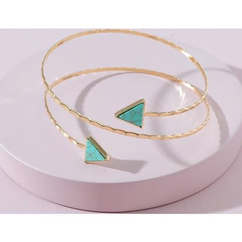 New Two Heads Green Marble Long Arm Bangle For Women Wholesale