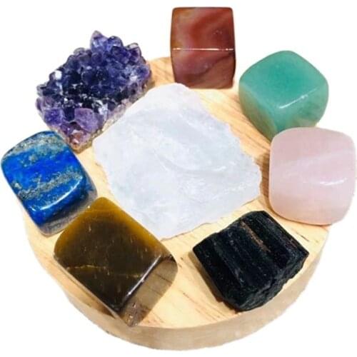 Wholesale natural crystal crafts chakra spiritual healing crystal raw stone lamp set for christmas decoration