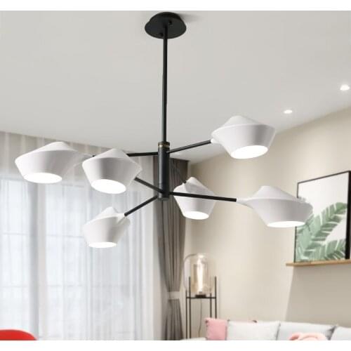 Nordic style lamp personality creative rotating lighting bedroom dining room lamp post modern living room LED chandelier