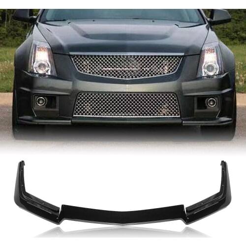 Car Exterior Lower Spoiler Trim Moulding For 2009-2015 Cadillac CTS-V Glossy Black Grille Guard Front Bumper Lower Lip Splitter