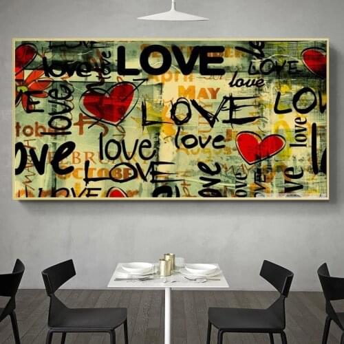 Street Art of Love Canvas Paintings on The Wall Posters and Prints Abstract Heart Pictures for Modern Home Decorative Cuadros