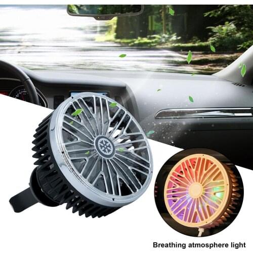 5W Portable Mini Car Fan 360 Degree All-Round Adjustable Auto Air Cooling Usb Fans Quiet Small Desktop Fan with LED light
