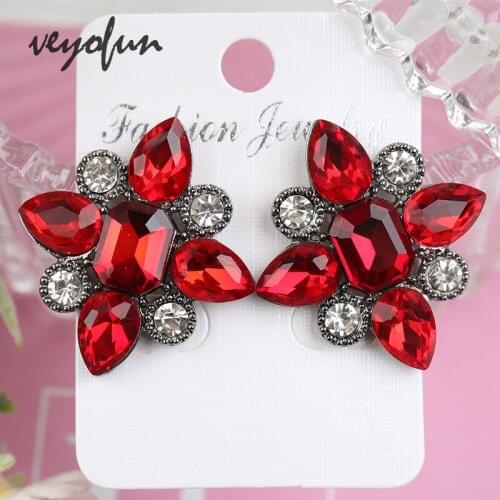 Veyofun Vintage Crystal Stud Earrings for Women Fashion Jewelry New Free shipping