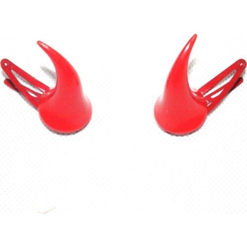 Punk Rock Minimalist Red Resin Horn Shape Hair Clips Trendy Hair Accessories Hiphop Headwear Cosplay Hair Pins for Women Girls