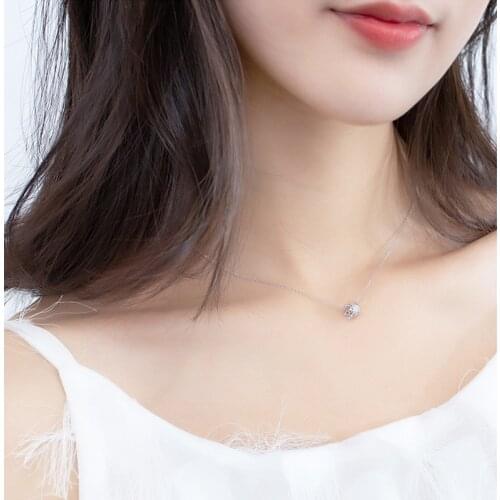 Unique Genuine 925 Sterling Silver Princess Crown Clear Zircon Pendant Silver Charms Necklaces Chain Fashion Jewelry For Women