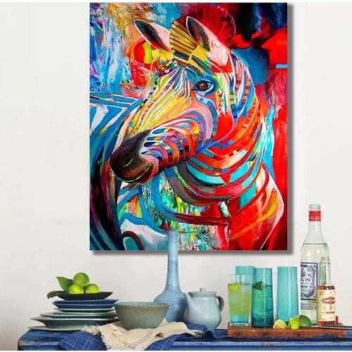 Painting by numbers art paint by number Hand drawn abstract colorful zebra home background wall corridor decorative painting