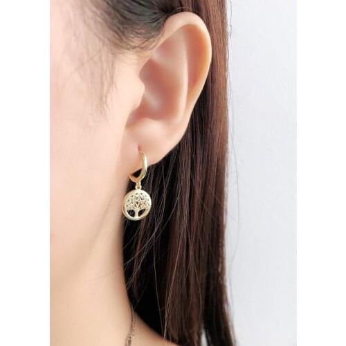 1Pair Unusual Style 925 Sterling Silver Earrings for Women 2020 Trend Jewelry Peace Tree With Zircon Pendant Piercing Earrings