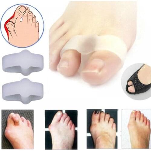 1 Pair Foot Fingers Two Hole Toe Separator Silicone Gel Thumb Valgus Protector Bunion Adjuster Hallux Valgus Guard Foot Care