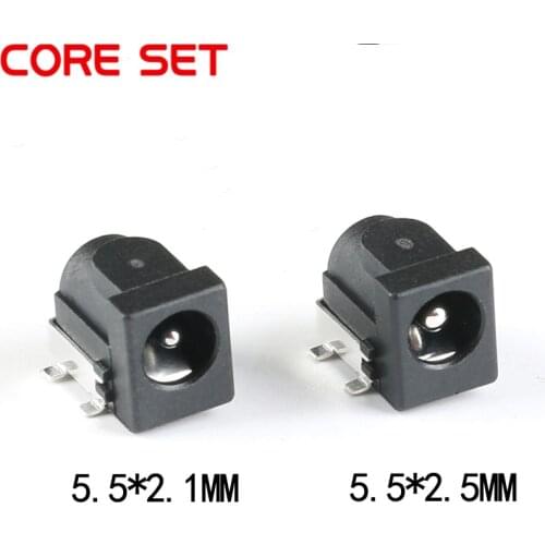 10Pcs SMD DC-005 DC-050 DC Power Jack Socket Connector DC005 5.52.1mm 5.52.5mm 2.1 2.5 socket Round the needle Black