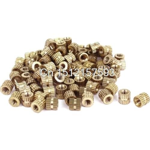 100Pcs M3x5mm(L)-5mm(OD) Metric Threaded Brass Knurl Round Insert Nuts